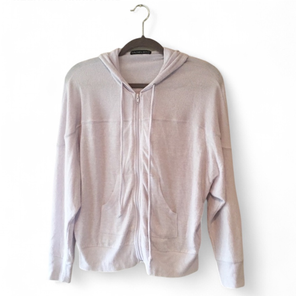 HARLOWE AND GRAHAM LAVENDER LONG SLEEVE SOFT COMFY ZIP UP HOODIE SIZE XS